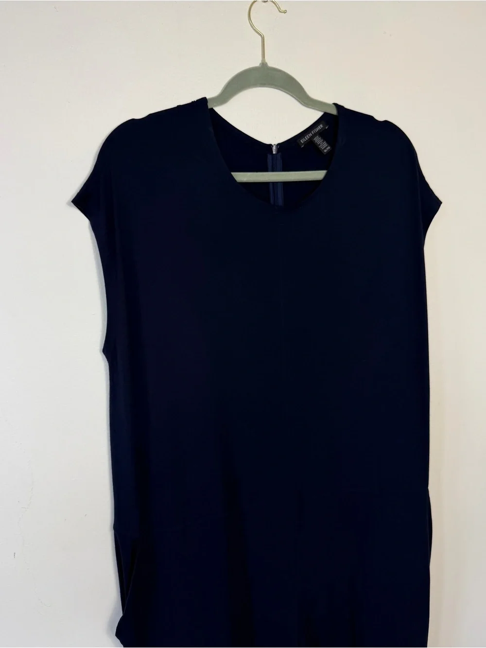 Eileen Fisher Navy Viscose Jersey Wide Leg Jumpsuit XL Made in USA